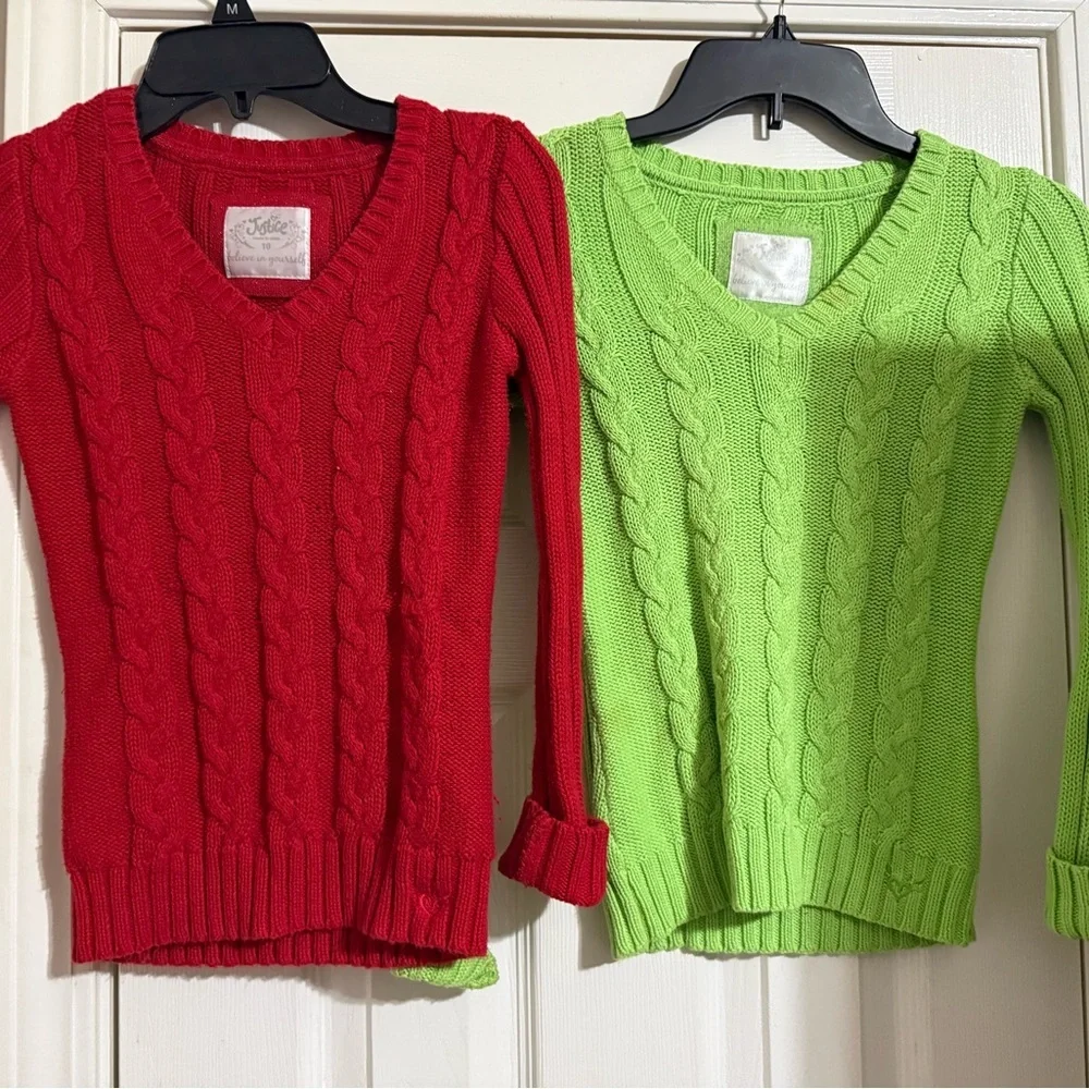 Bundle of 2 Justice Cable-Knit Sweaters